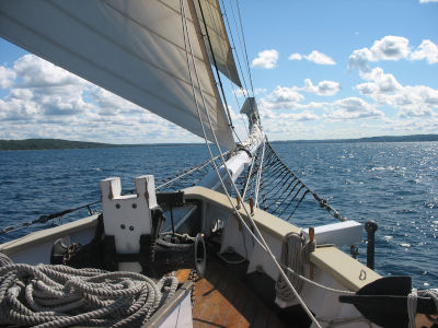 The Tall Ship Manitou, a  replica of an 1800s coasting cargo schooner